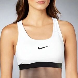 NWT NEW NIKE [XL] Women DRI-FIT Medium Support Sports Yoga Bra-White/Black